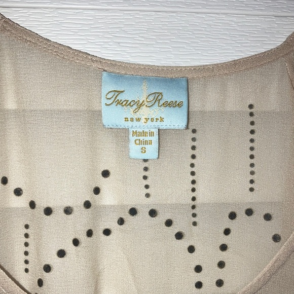 Tracy Reese Beige Blouse with Shimmering Accents - Picture 2 of 7